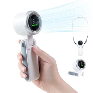 Portable Foldable Handheld Fan Rechargeable Mini Pocket Fan with LED Digital Display 5 Speeds Strong Wind Personal Small Fan for Travel Camping Office Women Men Gifts