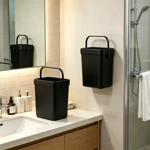 CM Rabbit  No Drill Wall Hanging Trash Can with Lid, Dual Use Kitchen Countertop Waste Bin with Portable Handle