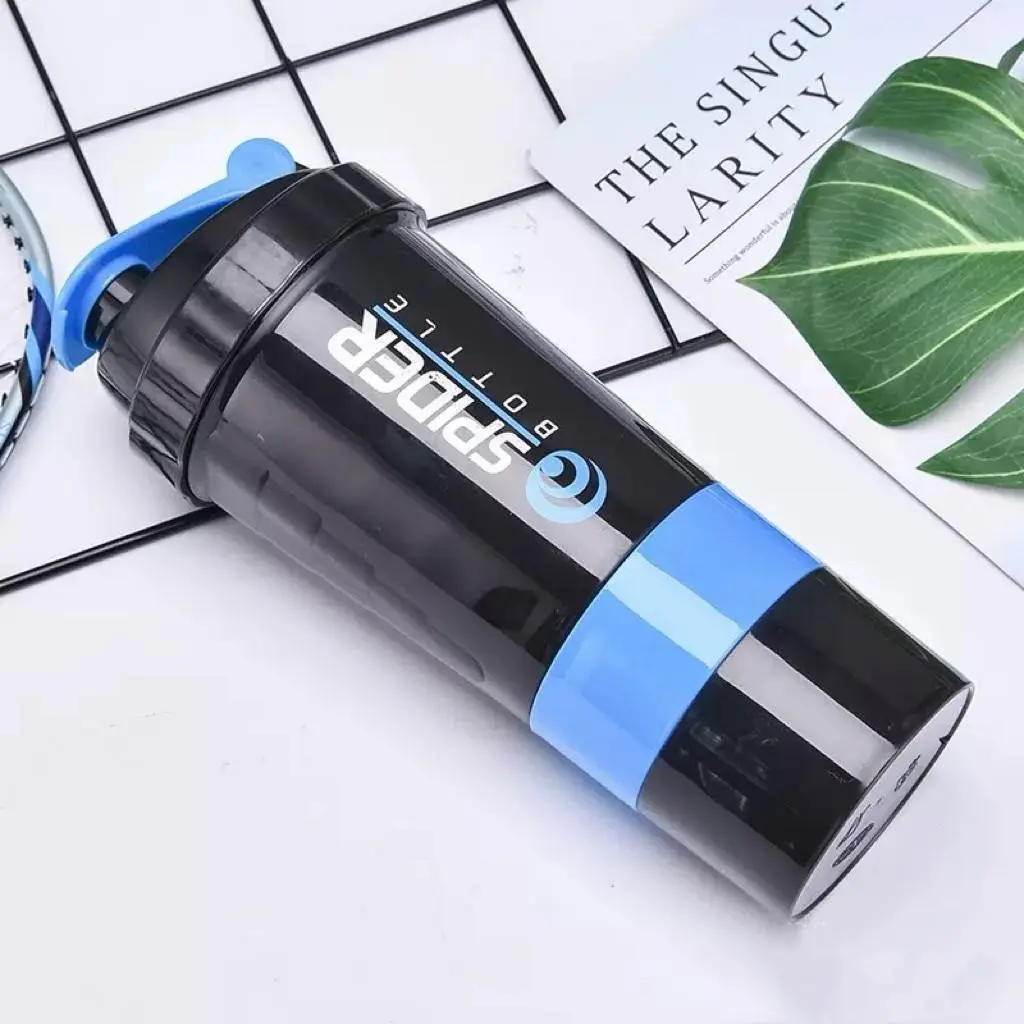 500ML/17oz Detachable Three-Layer Hidden Sports Water Bottle, Portable Leak-Proof Protein Mixer Cup, Plastic Spring Cup, Hydration Bottle, Leakproof Water Bottle