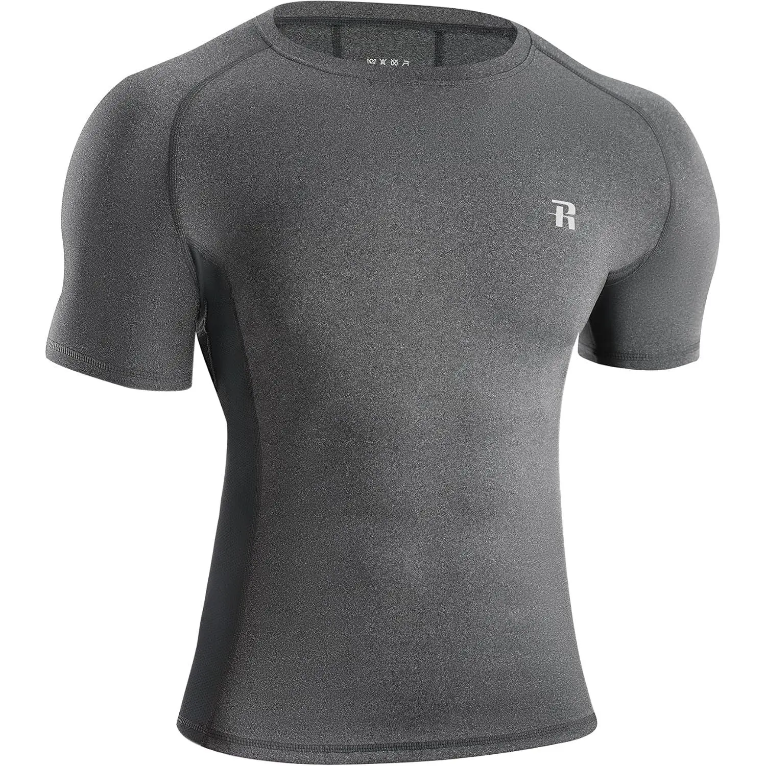 Men's Quick Dry Compression Rash Guard Shirt - Short Sleeve Athletic Base Layer, 4-Way Snug Stretch, Mesh Panels, 0.1kg Polyester Mix, Moisture Wicking, Breathable, Flatlock Seams, All Seasons for Hiking
