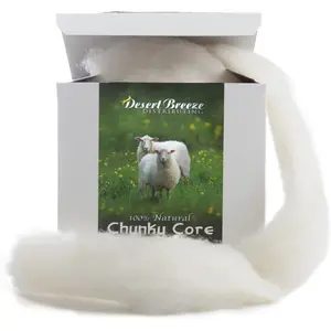 100% Chunky Core Wool Carded Roving Un-Dyed 4 OZ Maori Made in Italy 27 Micron Core Wool for Needle Felting Stuffing