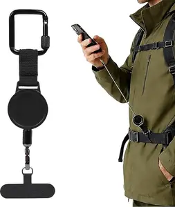 Outdoor Anti-Theft Phone Lanyard, Retractable Phone Tether with Locking Carabiner, for Hiking/Skiing/Climbing/Fishing