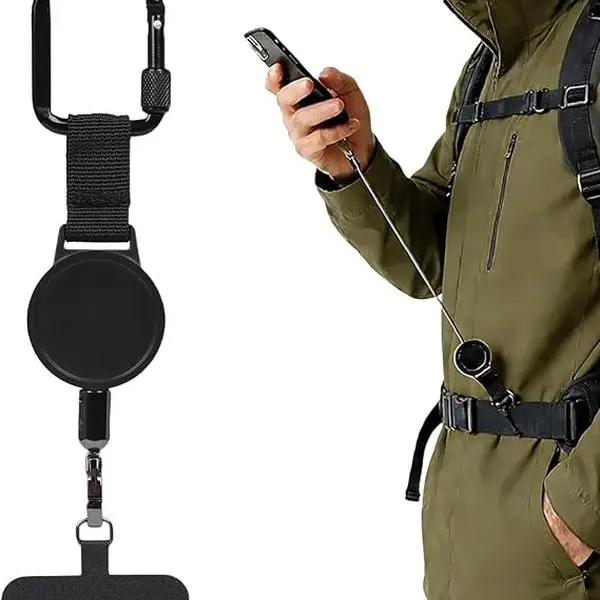 Outdoor Anti-Theft Smartphone Lanyard - Retractable Lockable Strap with Carabiner, Phone Sling for Outdoor Enthusiasts’ Hiking, Climbing, Anti-Theft & Lockable Phone Straps & Charms Compatible with Multiple Devices