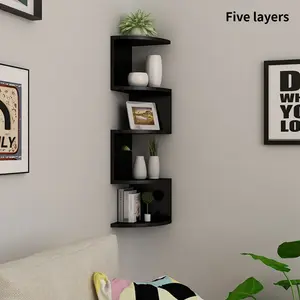 Creative 5-Tier Wall-Mounted Triangle Storage Rack, Multifunctional Organizer for Living Room Kitchen and Bedroom, No Drill Space-Saving Solution, Room Accessories