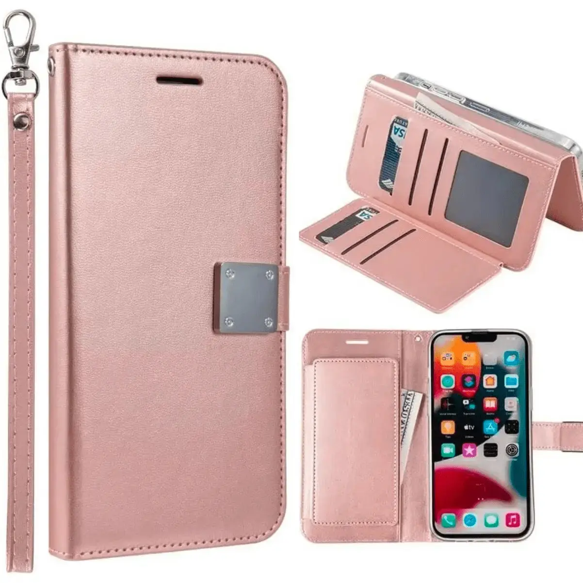 Entronix Case Compatible with Galaxy S25 - Foldable Leather Wallet, Card Holder & Lanyard