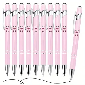 10pcs Animal Pig Ballpoint Pens | Black Ink, Pink, Metal, Medium Point, Ergonomic, Retractable, Cute Pen | Perfect Gift for Friends, Coworkers, and Animal Pig Lovers