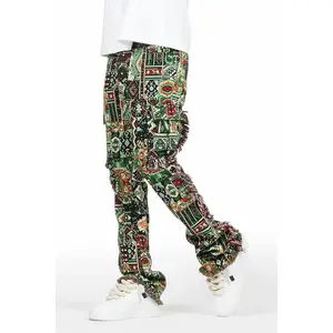 Ayami Green Slim Tapestry Flare Jean