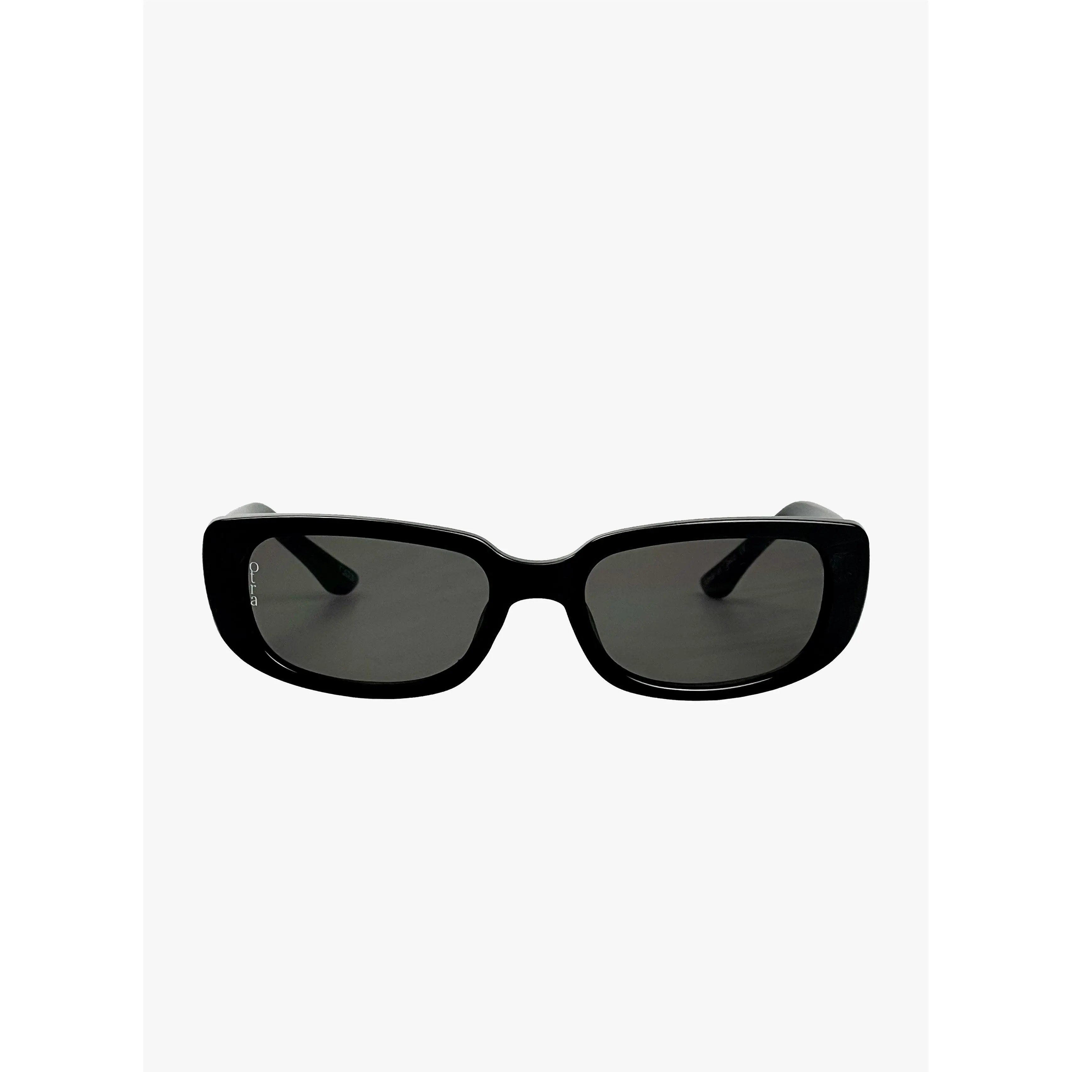Backstreet Classic Shades Rectangular Sunglasses Black Frame Smoke Lenses 100% UV Protection with Vegan Pouch