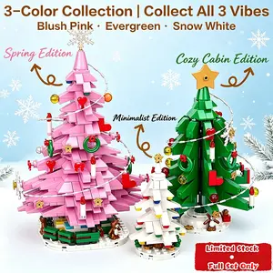 RCworld 2026 Viral LED Christmas Tree Building Blocks Home Decor, Night Light,Pink and Green,Calendar Surprise ChristmasCountdown Mini BuildingBlock Architecture,Christmas Element Pixel Magnetic Advent Calendar Puzzle BlocksFor aged 12 and above,743Pieces