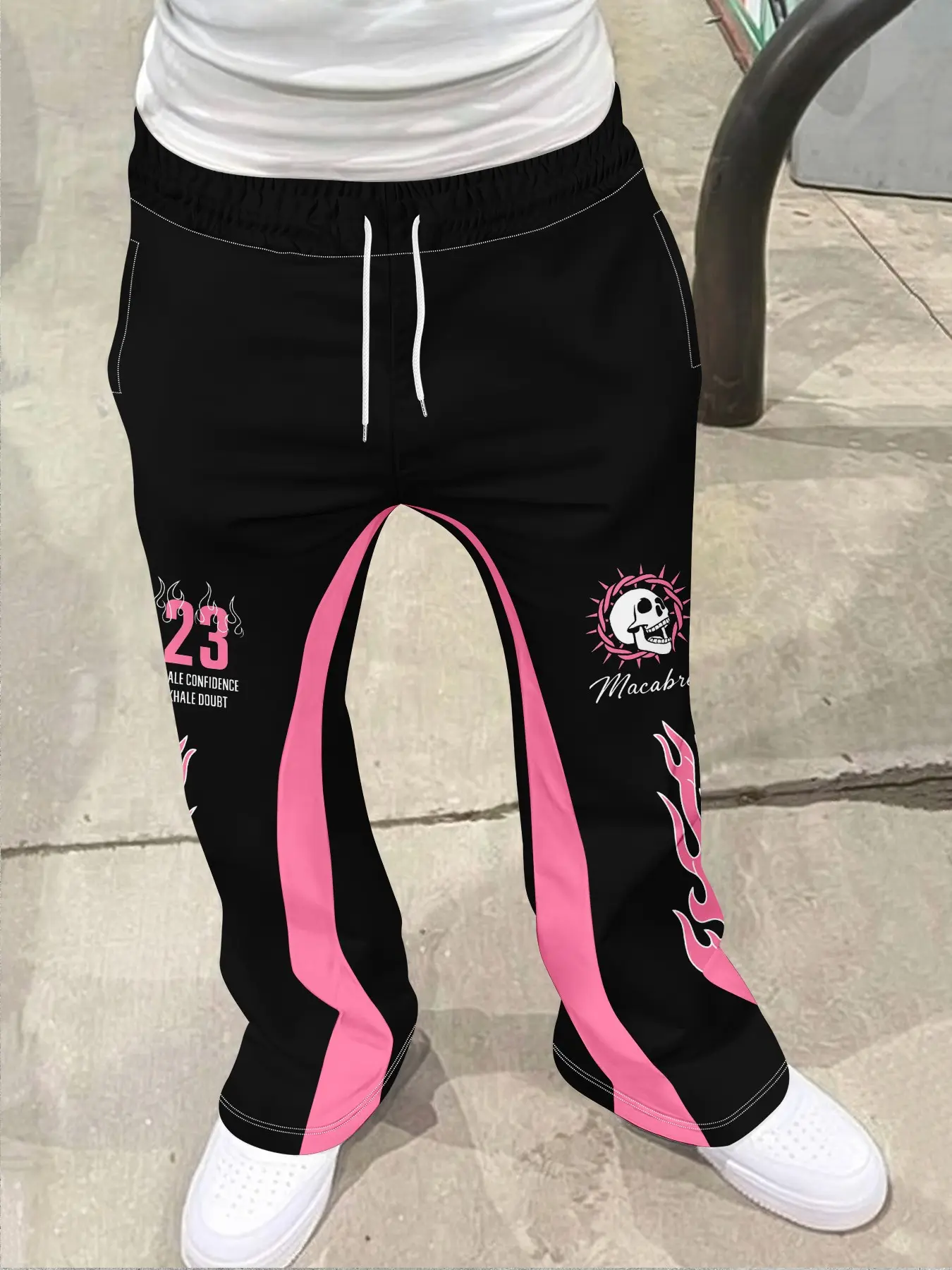 Skull 23 words, men's streetwear retro flared pants, streetwear trend clothing, Casual Sports Pants, comfortable streetwear style, perfect gift