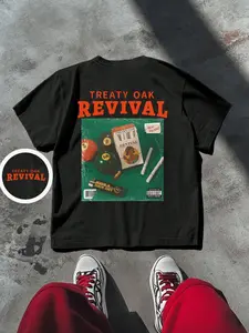 Same style for men and women. Summer casual short-sleeved T-shirt, treaty oak revival retro color scheme casual T-shirt, loose-fitting casual men’s T-shirt, suitable for streetwear, fashion trends, sports and outdoor activities, campus life, leisure and e