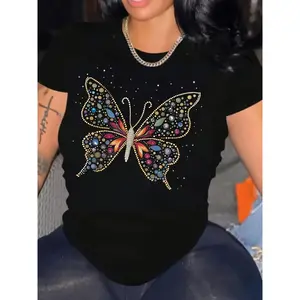 Butterfly Print Summer Tee - Buttery Soft & Stretchy Relaxed Fit Top, Coquette Aesthetic & Y2K Casual Shirt for Women | Cute Everyday Top for Dates, TikTok Made Me Buy It!