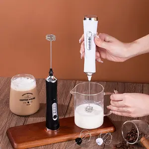 Handheld Milk Frother, USB Rechargeable, Includes 2 Stainless Steel Whisks, 3-Speed Adjustable, Ideal for Coffee, Hot Chocolate, Keto Diets, Protein Powder, Matcha, Milkshakes, Egg Mixing - Durable Lithium Battery, Perfect Home Barista Experience