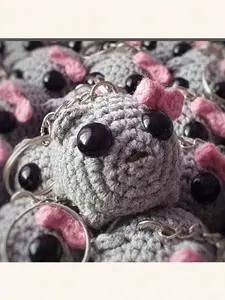 2pcs Cute Mini Sad Hamster Toy Keychain Ornament, Cute Soft Keychains, Perfect for Partners, Lovers, and Best Friends, All over Print Design