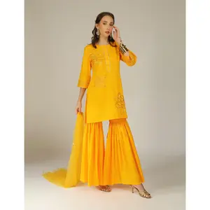 Iro Yellow Cotton Kurta Sharara Set