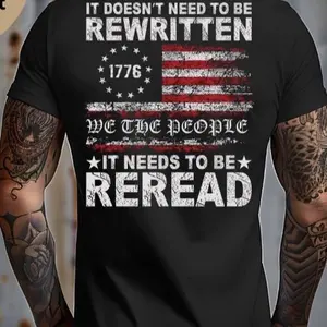 Constitution polyester tee cotton feel shirt Man Tshirt Top Round Neck T-Shirt Casual Crewneck Shortsleeve