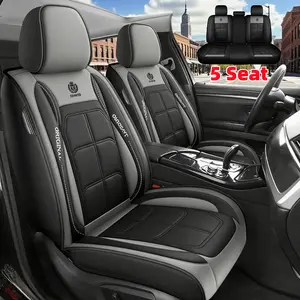 Protector Auto Accessory Car Seat Covers - Waterproof Wear-Resistant PU Leather - Fully Wrapped Five-Seat Muscle-Shaped Seat Protection for Dirt Prevention - All Seasons