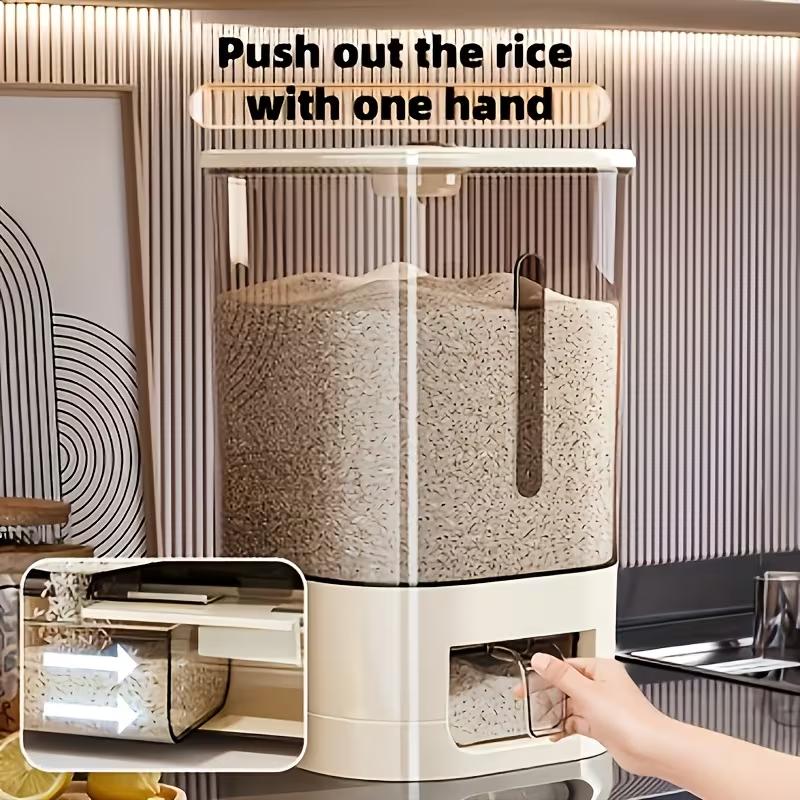 14/25LBS Rice Dispenser, Large Grain Container Storage with Lid Measuring Cylinder Household Cereal Dispenser Bucket for Kitchen Soybean Corn ，Grain Storage Bin