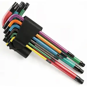 Torx Wrench Set (9 Pack of Security Tamper Proof Keys) Color Coded in the Following Sizes - T10, T15, T20, T25, T27, T30, T40, T45, and T50