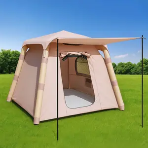 🔥4-Post Inflatable Camping Tent for 4 People| 60 Second Quick Setup Air Blown Tent| Luxury Family Size Waterproof Inflatable Shelter for Glamping & Outdoor Events🔥 blue  tent  beach