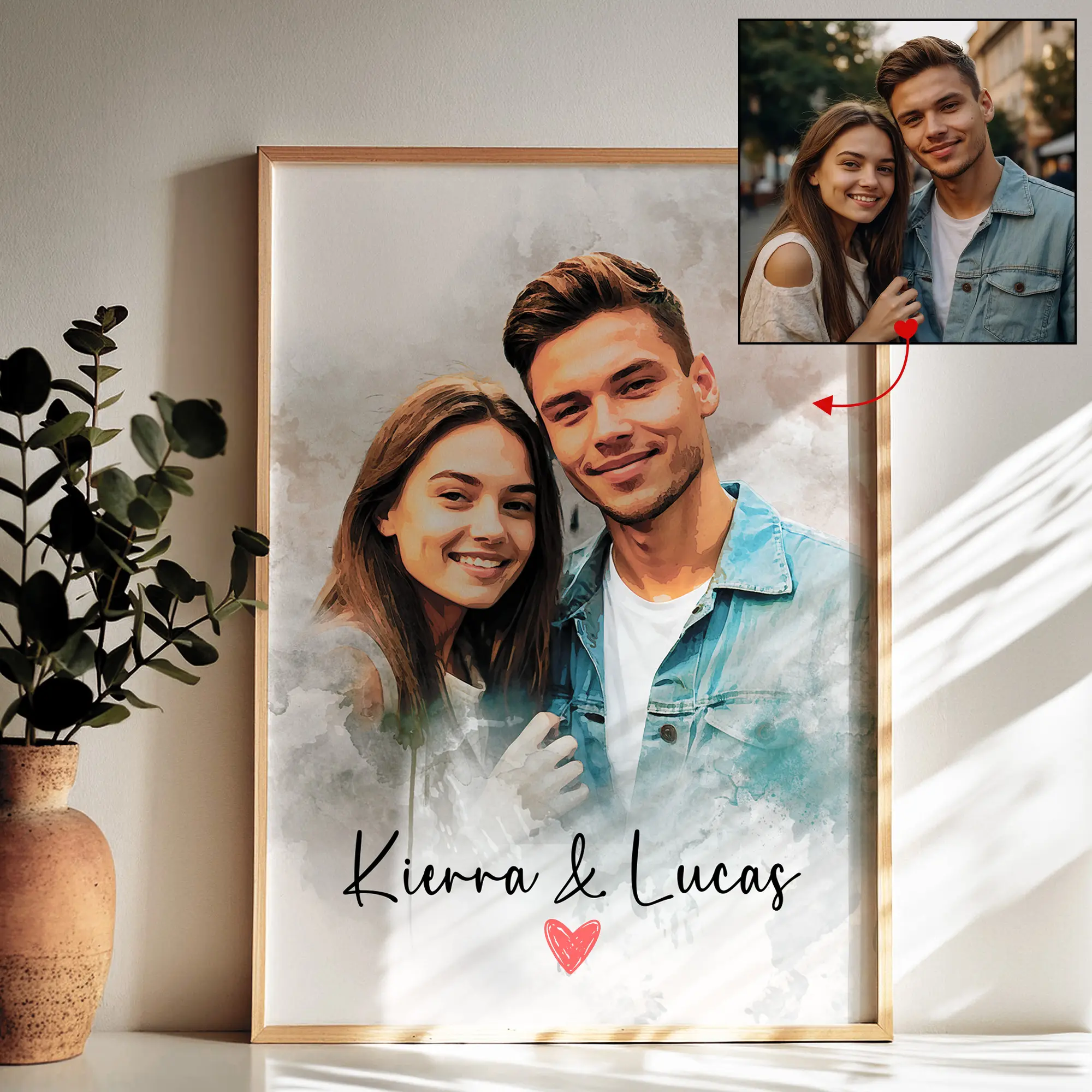 Personalized Couple Photo, Custom Printable Wall Decor, Romantic Gift, Living Room Photo Art, Valentine's Day Gift, Couple Photos, Living Room Wall Decor, Custom Photo, Wall Decor, Printable Wall Art