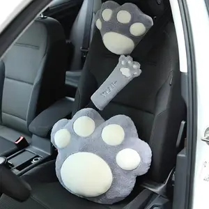 Cute Cat Paw Design Car Neck Pillow, Car Seat Lumbar Support Pillow, Car Interior Decoration Accessories for Women & Girls