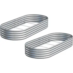 2PCS 6x3x1ft Galvanized Metal Raised Garden Bed Kit,Outdoor Planter Box Vegetables,Flowers,Herbs Durable Rust-Resistant Patio Gardening Beds