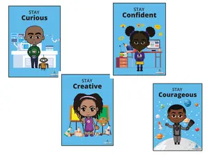 Brown Toy Box Dadisi Academy Crew Poster Bundle for Kids Black Children Educational Wall Decor