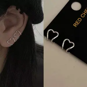 Small heart ear bone clip for women without pierced ears, design ear clip earrings for daily wear