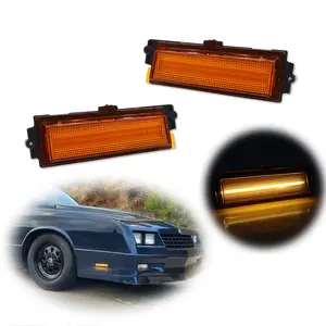 2pcs For 1981 1982 1983 1984 1985 1986 1987 1988 Chevy Monte Carlo SS Full LED Amber Front Side Marker Signal lamps Light,Replace OEM 5972205