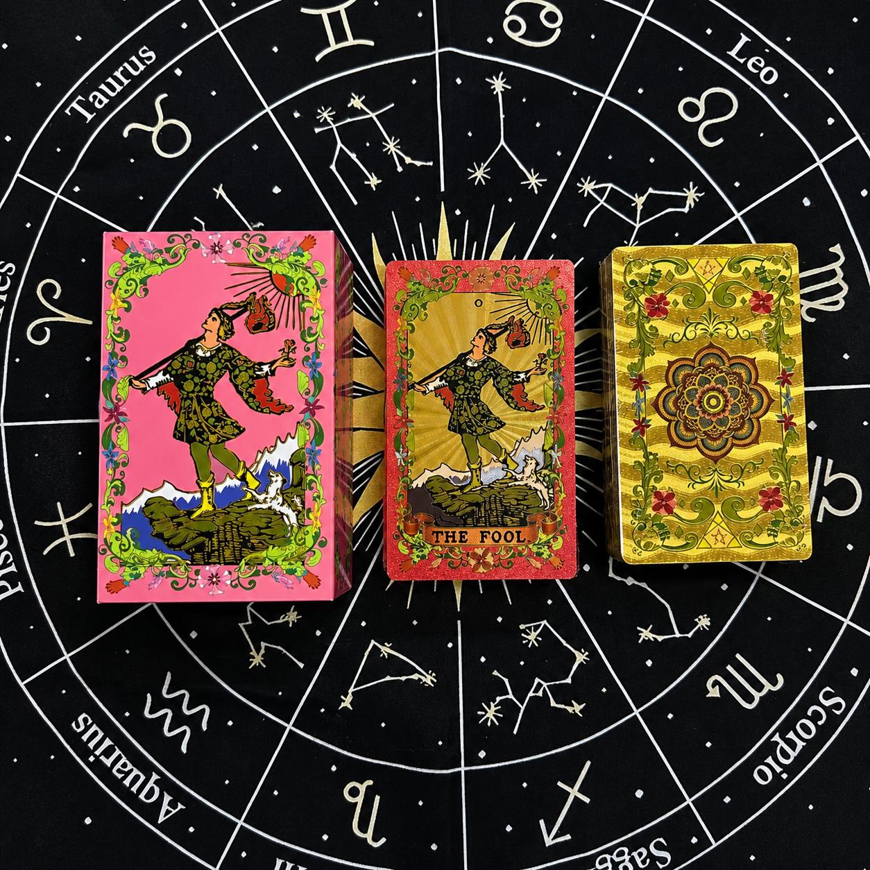 Tarot Cove Blue Sun & Moon Shimmer Tarot Deck Waterproof Durable Rider-Waite Divination Cards Set for Beginners & Experienced Readers