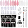Acrylic Poly Gel Nail Extension Gel Nail Kit, Polygel Nails, 1 Set Including 20pcs Nail Mold, Nail Clip and Multi-functional Nail Brush, Suitable for Home Diy Nail Set, Nail Art Kits