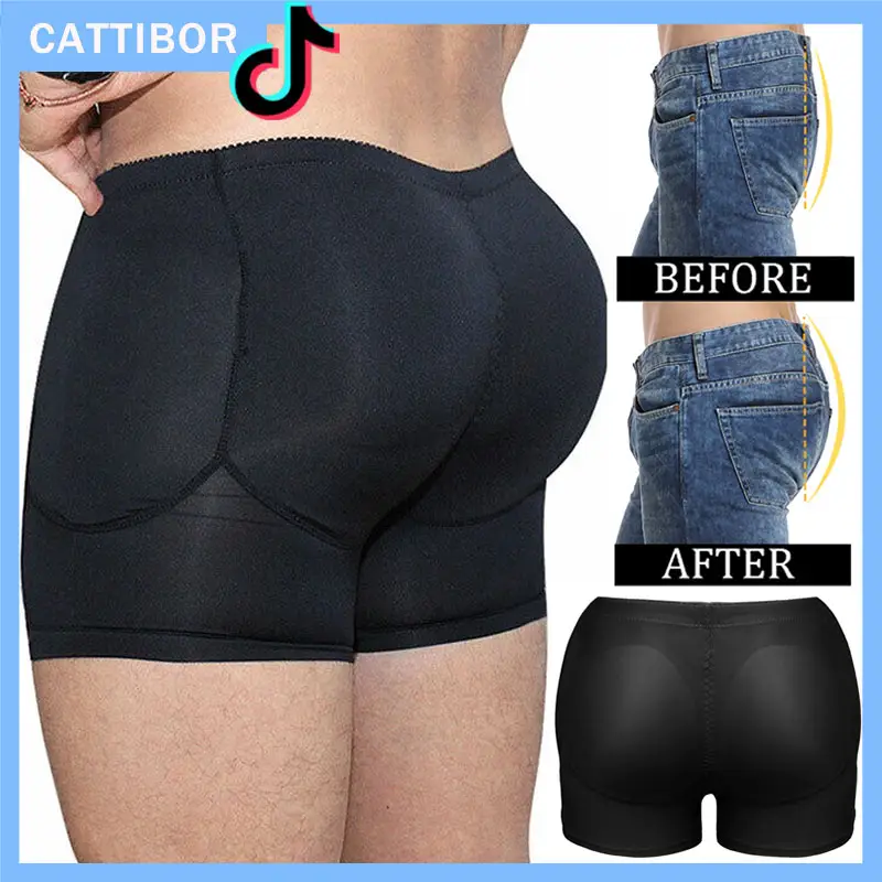 CATTIBOR Men Padded Boxer Shorts Butt Padded Underwear Hips Enhancer Shaper Booty Lifter Panties Mens Underwear