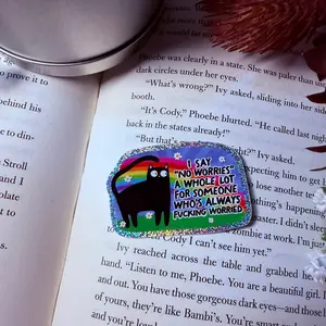 I Say No Worries A Whole Lot Cat Crushed Glitter Sticker Diy Decal Film