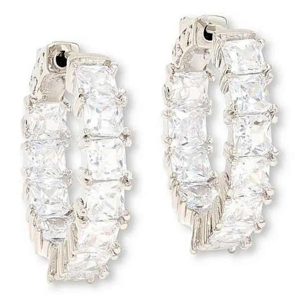 Radiance by Absolute™ Princess-Cut Inside/Outside Hoop Earrings
