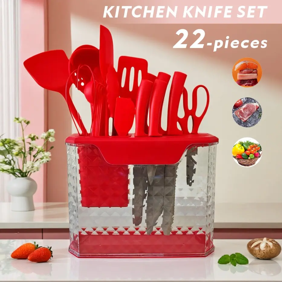 22-Piece Premium Kitchen Set  red