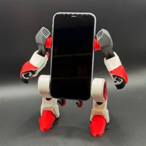 3D Robot Cell Phone Holder - Red & White Design, Mobile Accessory for Enhanced Comfort and Portability, Ideal for Smartphones - Stand, Cellphone, Mount