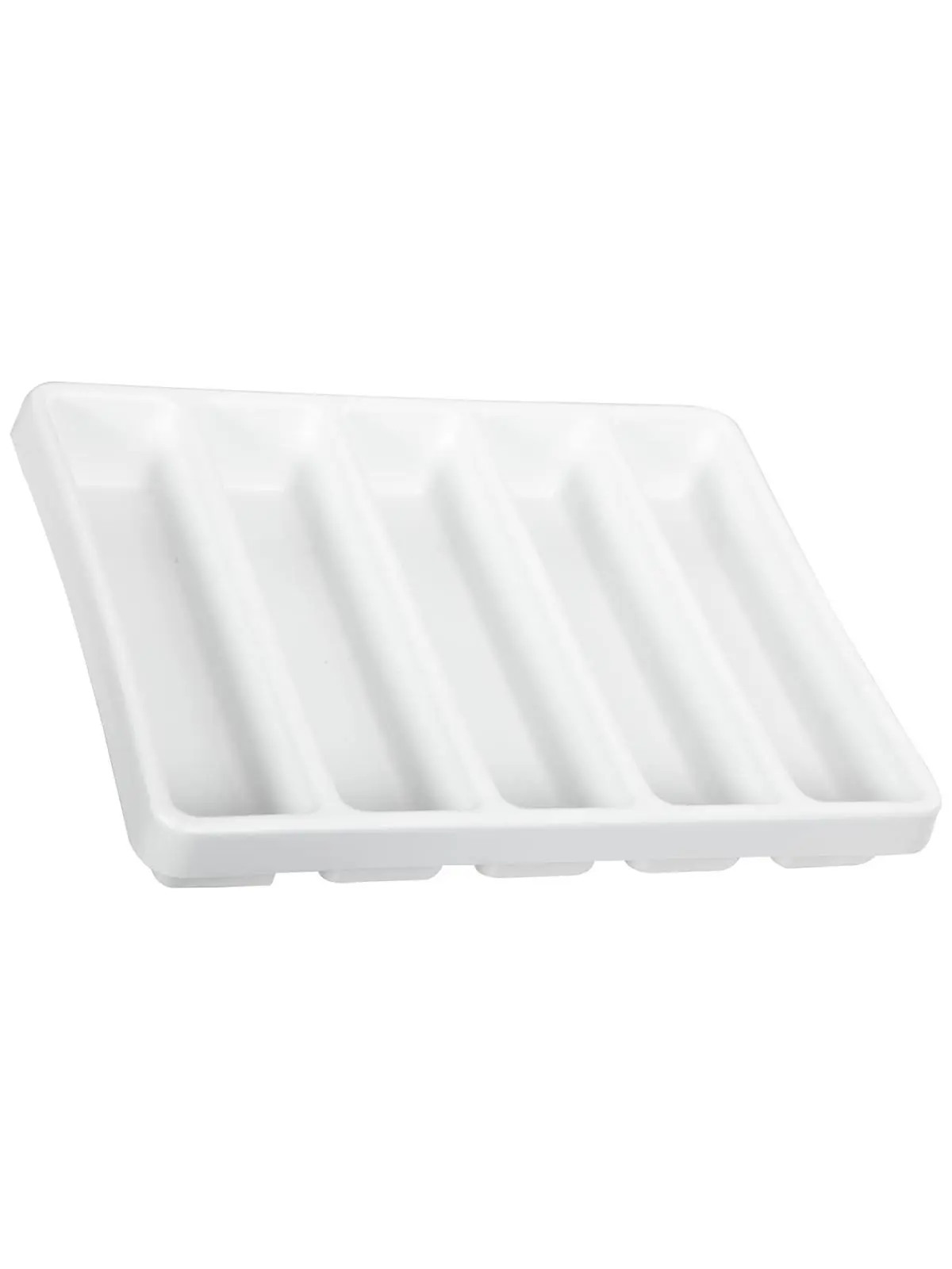 TrippNT 50054 Durable Plastic Large Compartmental Drawer Organizer - 5 Long Compartments, Rounded Edges, Full Apron for Transport, Clutter Control Tool for Protecting Cluttered Drawers