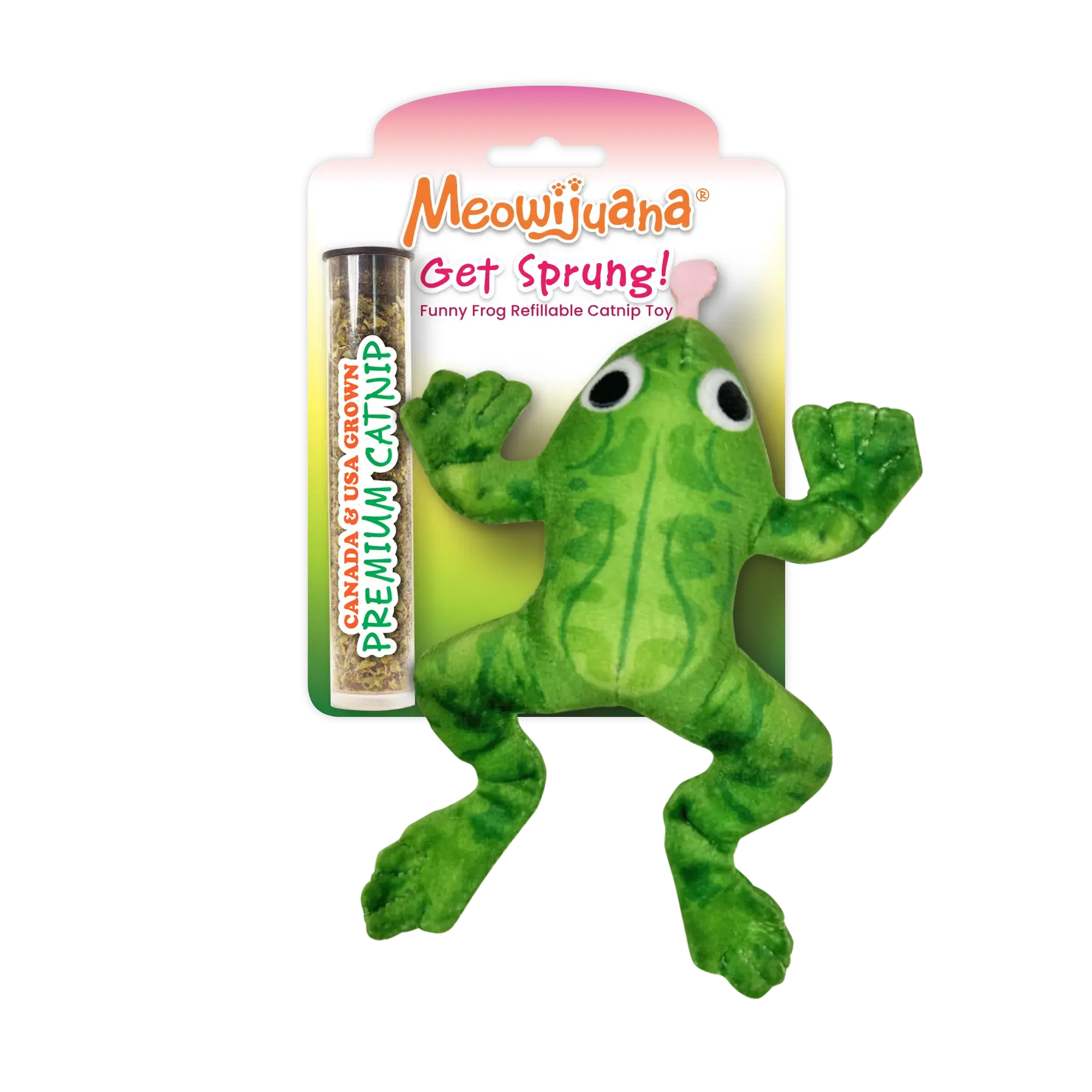 Get Sprung Frog Refillable Cat Toy -  Interactive Plush Cat Toy