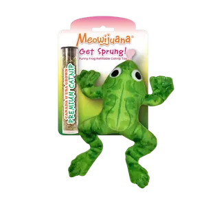 Get Sprung Frog Refillable Cat Toy -  Interactive Plush Cat Toy