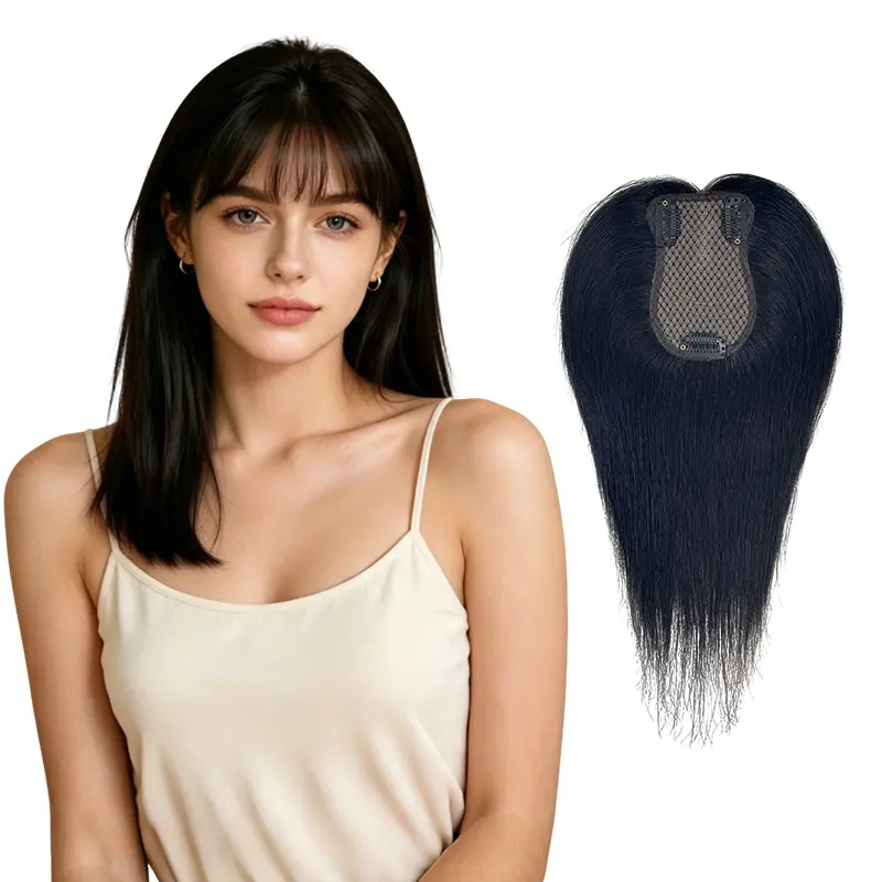 Ladies' real hair clip-in wigs, made of real human hair, are easy to wear, fit comfortably, and look natural and realistic. They are suitable for women with hair loss and high hairlines, instantly transforming your bad hair style