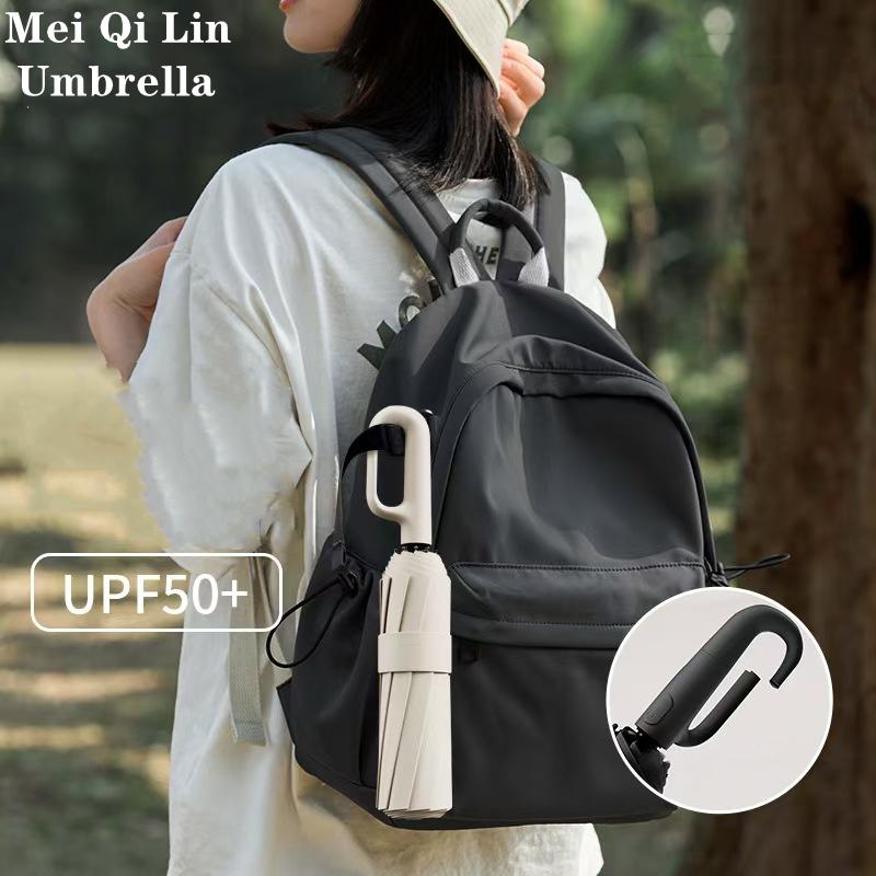 Ring Buckle Fully Automatic Umbrella Foldable Umbrella for Travel,42inch Lightweight Automatic Open Close Umbrella, 10 Ribs Portable Rain Sunshine Wind Proof Black