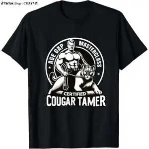 😏 Funny Cougar Tamer T-Shirt – Hilarious Inappropriate Humor Gag Tee, Certified Cougar Tamer Graphic, Made in USA, Unisex Casual Shirt, Novelty Party Tee, Birthday/Christmas Gift, Trendy Humor Top