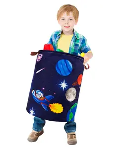 Khelo Space, Astronauts, Solar System themed Kids Laundry Basket - Dirt Resistant, Waterproof, Foldable with Handles - 45L Nursery Canvas Kids Laundry Hamper for Boys, Ideal Toy Storage Laundry Hamper