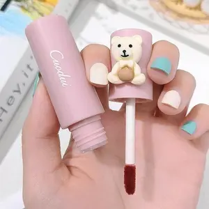 Girl's Velvet Matte Lipstick Blush Waterproof Long Lasting Cute Bear Lipgloss Non-Stick Cup Makeup Lip Tint Mud Cosmetic Makeup