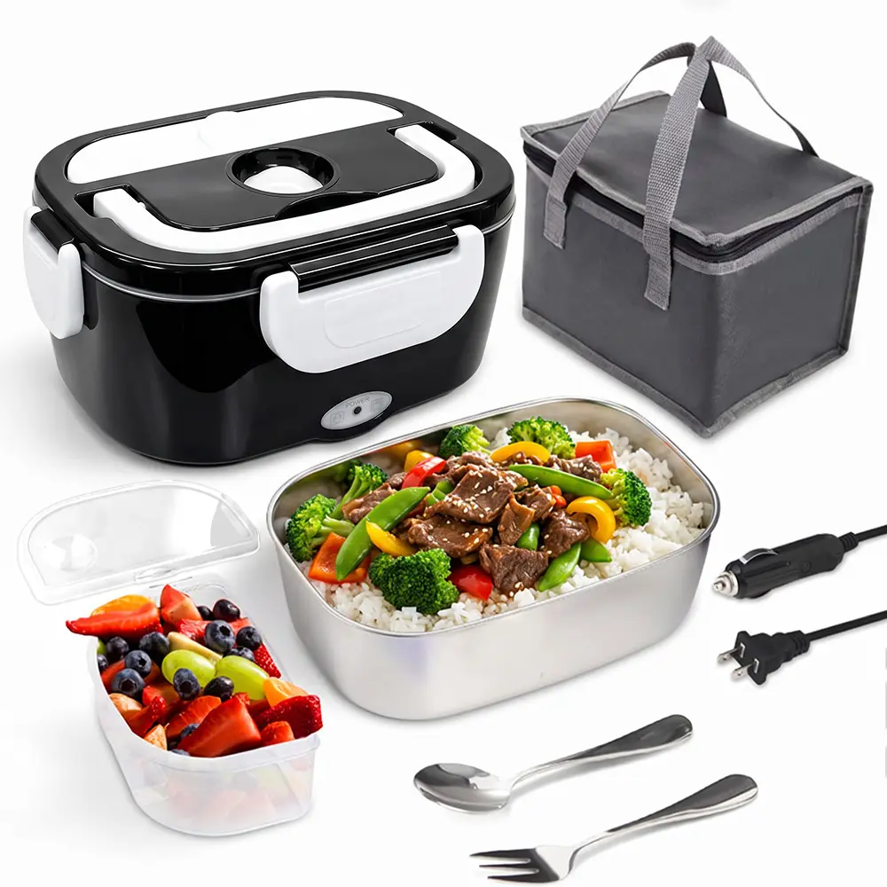 [DealsForYou]2‑in‑1 Portable Heated Lunch Box, Modern Self Heating Lunchbox 1.5L for Adults, 60W Kitchenware for Home‑Work Use, 110V/12V/24V Car‑Truck Power Cord Included, New Year Gift