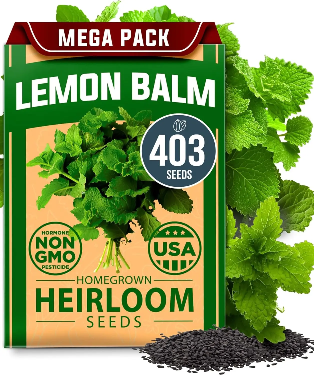 Lemon Balm Seeds - Heirloom Growable Herbs Seeds for Planting - Melissa officinalis for Tea, Garden - Suitable for Pots, Beds, Hydroponics