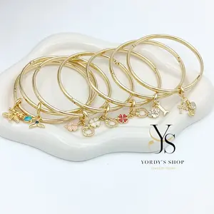 Yordy Bracelets with Chams 14k Golden Plated 7" 1/4 Inch Length 0.1oz Weight High Quality Jewelry