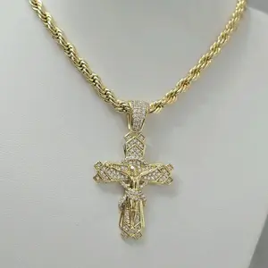 High-Quality Water-Resistant 5mm x 20 Inches Rope Chain with Jesus Crucifix Pendant for Everyday Wear
