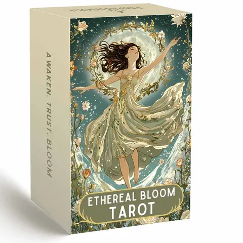Ethereal Bloom Tarot Cards Deck, Tarot Card Decks, Tarot Card Set, Classic Tarot Cards, 78 Pieces, 13x8 Cm, Traditional Design, Trust Flower Theme, Includes Paper Guide, Perfect for Divination Games